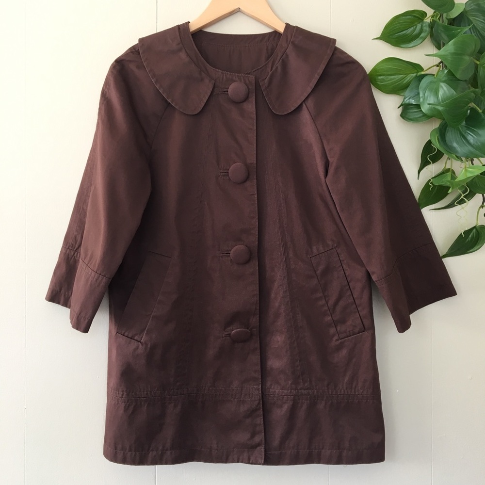 Brown Peter Pan Collar 3/4 Sleeve Jacket/Coat